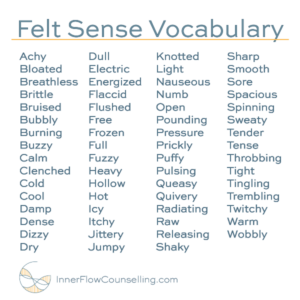 Felt Sense Vocabulary | Inner Flow Somatic Counselling